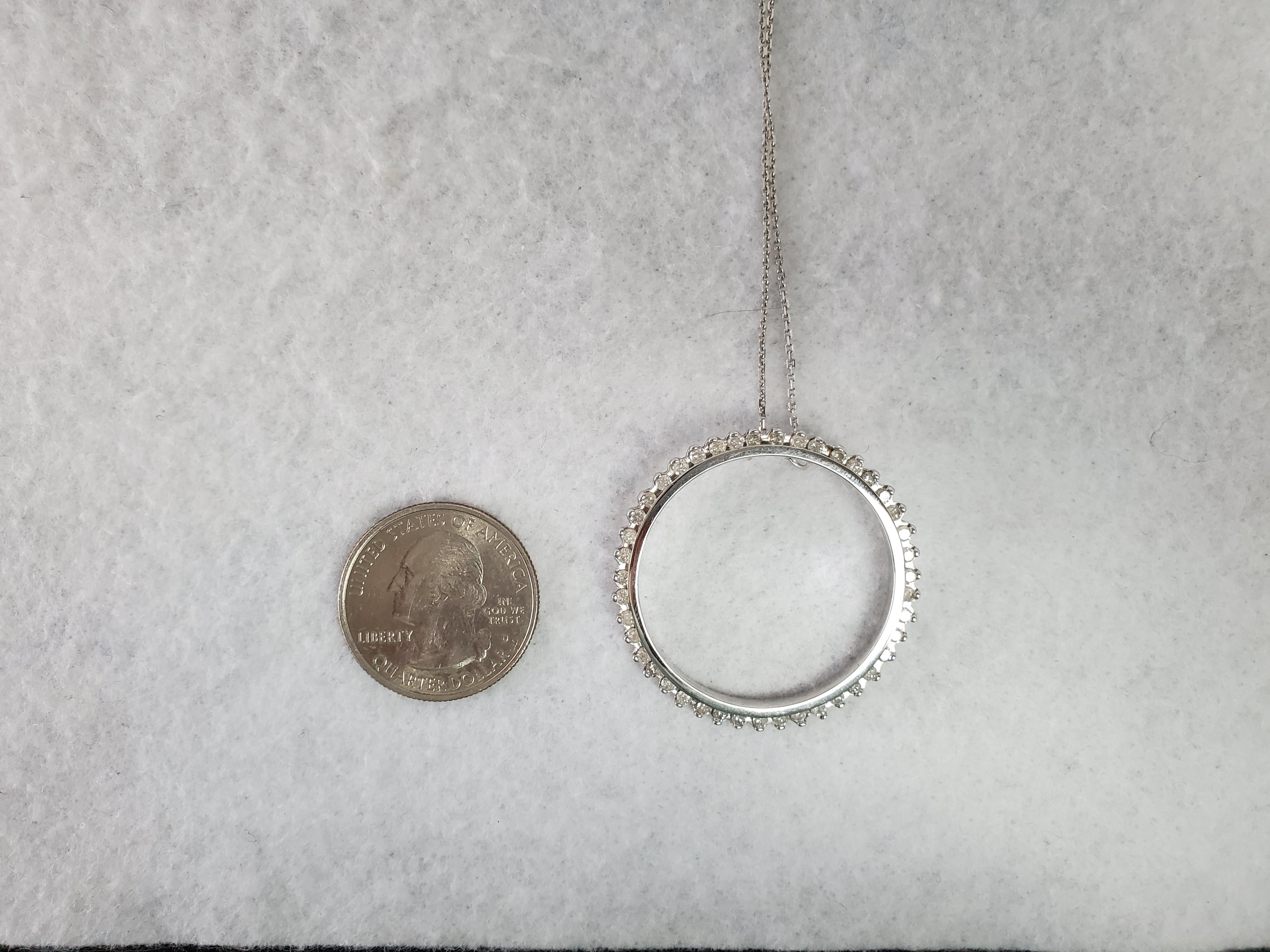 Collana con diamanti 1 CT Circle of Life in oro bianco 14k In condizioni Nuovo in vendita a Sugar Land, TX