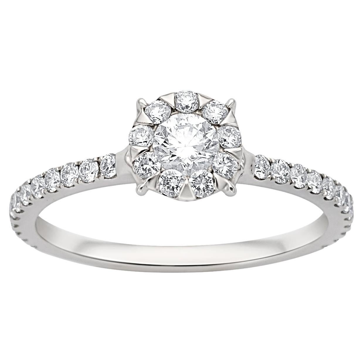 1 CT Diamond 18K White Gold Engagement Ring For Sale