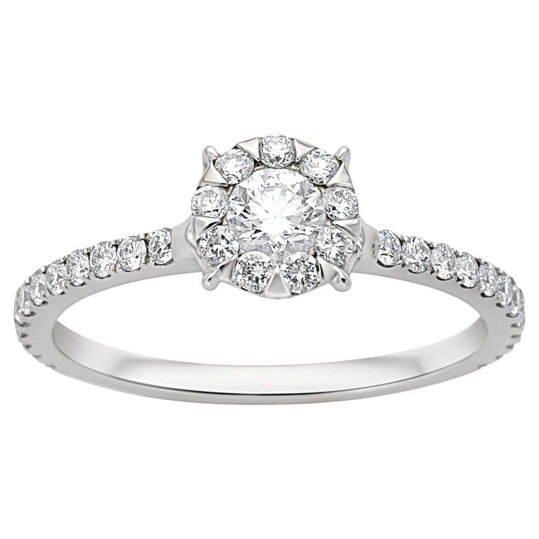 1 CT Diamond 18K White Gold Engagement Ring For Sale at 1stDibs
