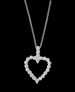 1 Carat Diamond Heart Pendant/ Necklace 14 Karat White Gold with Chain