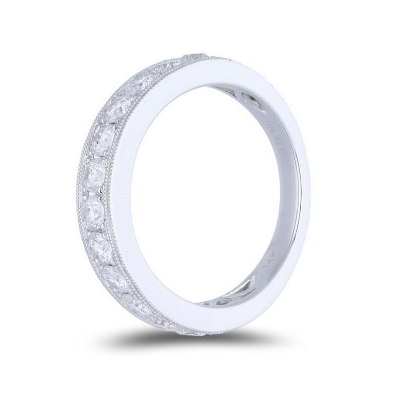 Diamonds: Twelve meticulously selected excellent round diamonds grace this wedding ring, each set securely in a delicate micro pave setting, creating a continuous and delicate shimmer. The total carat weight of 1 carats ensures a captivating and
