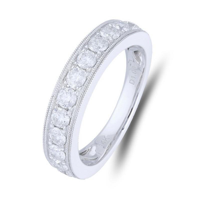 Round Cut 1 Ct Diamonds in 14K White Gold 1981 Classic collection Wedding Band Ring For Sale