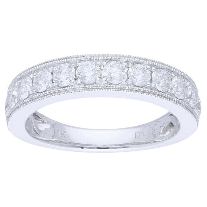 1 Ct Diamonds in 14K White Gold 1981 Classic collection Wedding Band Ring For Sale