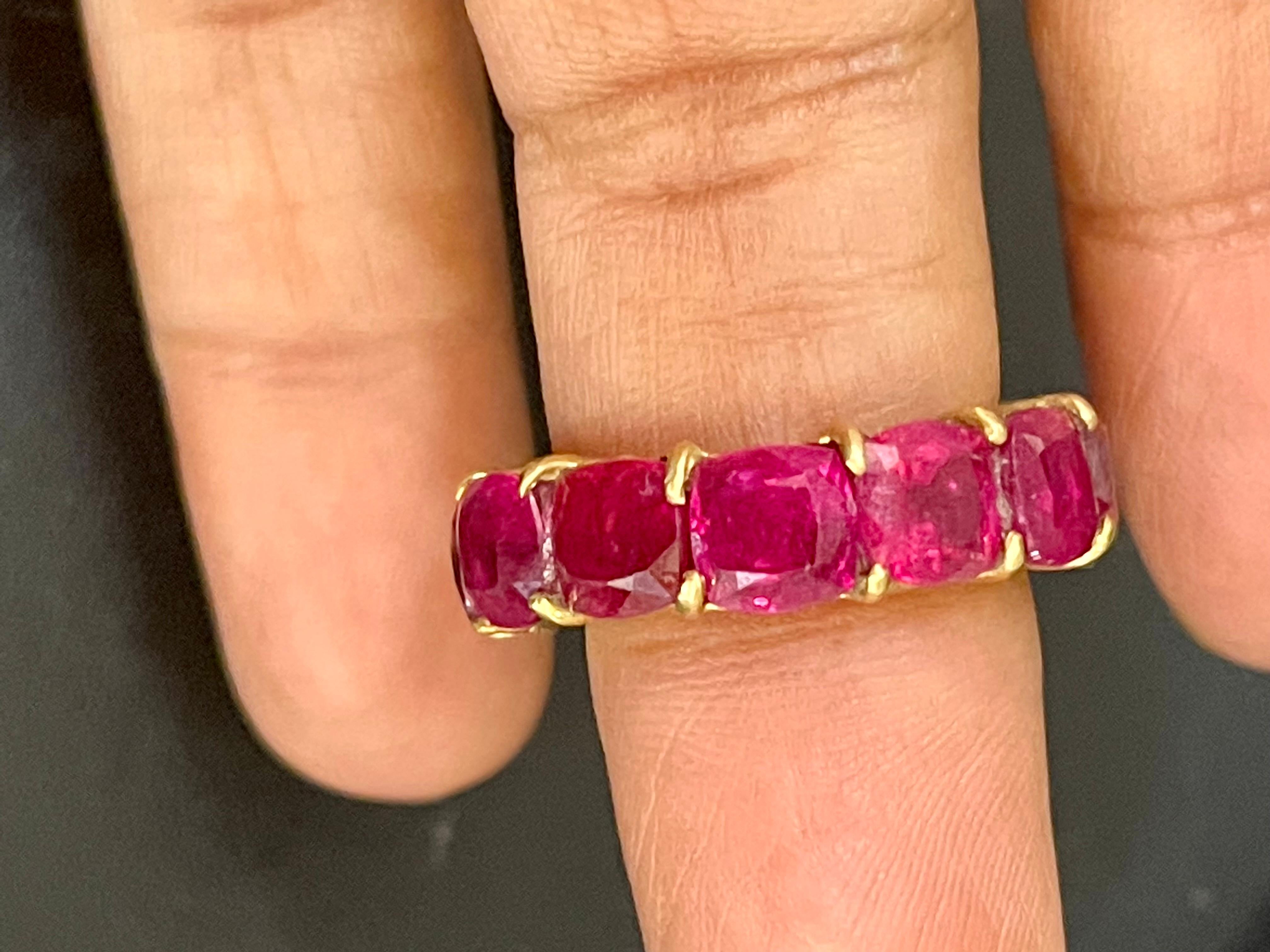 1 Karat Kissenförmiger bemalter Rubin 13 Karat Jahrestag-Eternity-Ring 18KYG 5