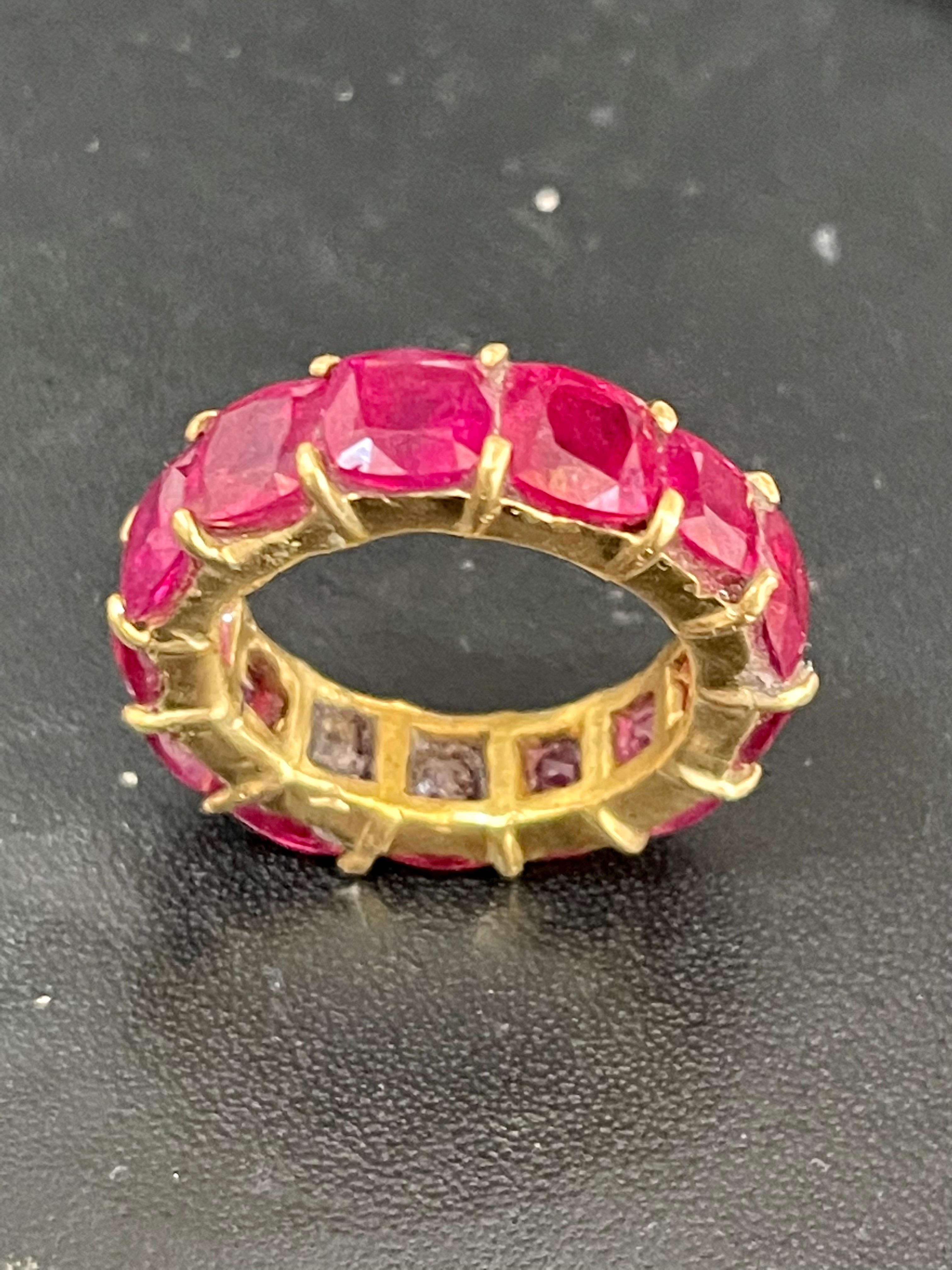 1 Karat Kissenförmiger bemalter Rubin 13 Karat Jahrestag-Eternity-Ring 18KYG 6