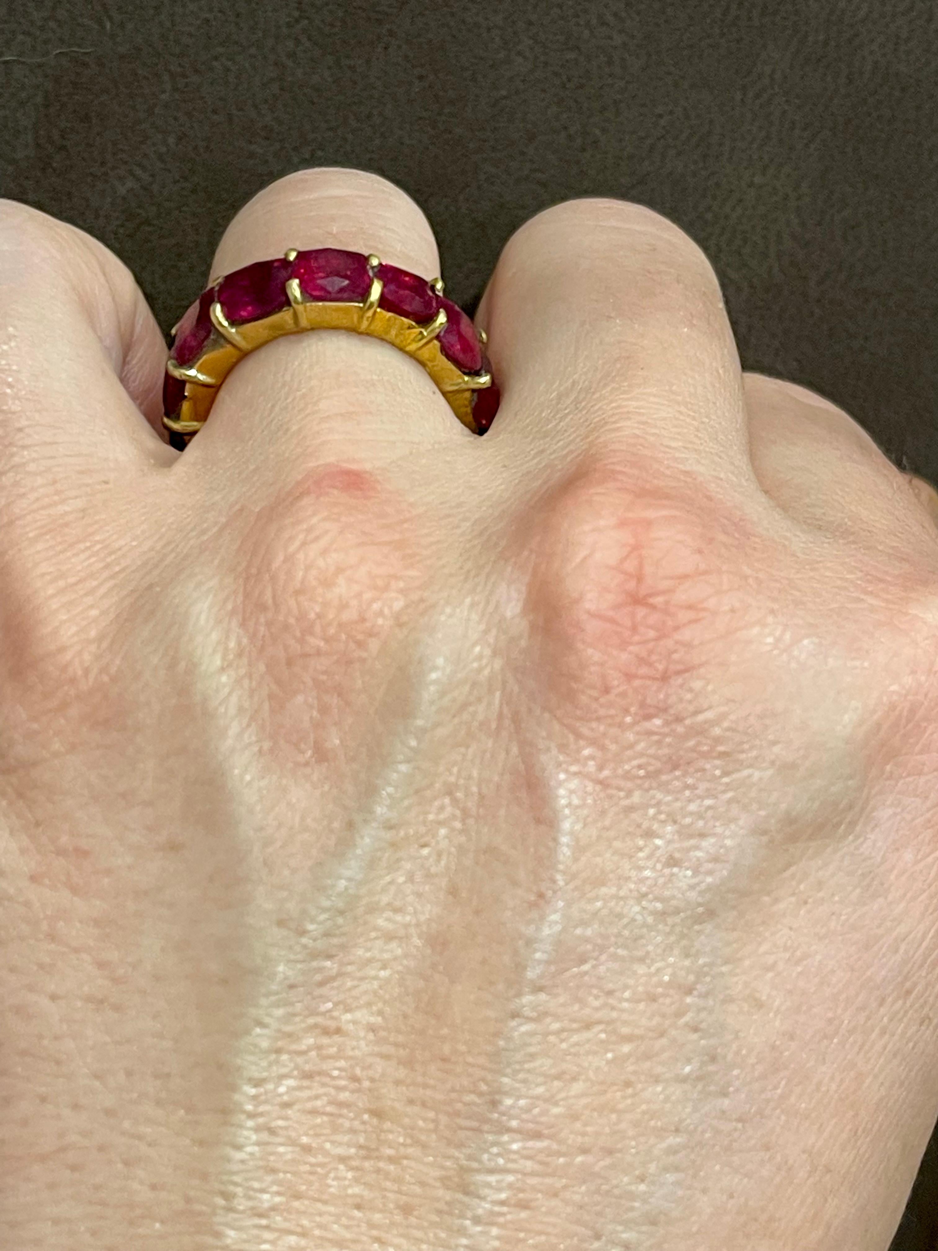 1 Karat Kissenförmiger bemalter Rubin 13 Karat Jahrestag-Eternity-Ring 18KYG 10
