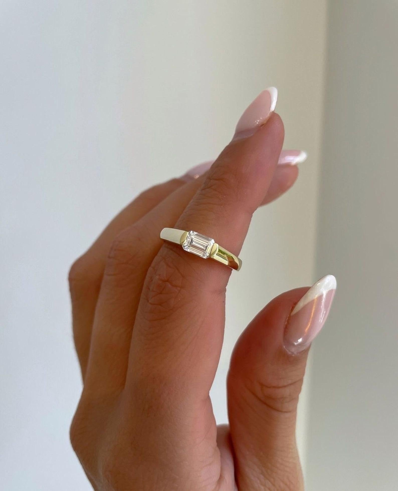 1 TC Anillo de boda de moisanita talla esmeralda Anillo solitario de plata de ley 925 en Nuevo Estado en Chicago, IL