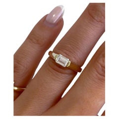 1 TC Anillo de boda de moisanita talla esmeralda Anillo solitario de plata de ley 925