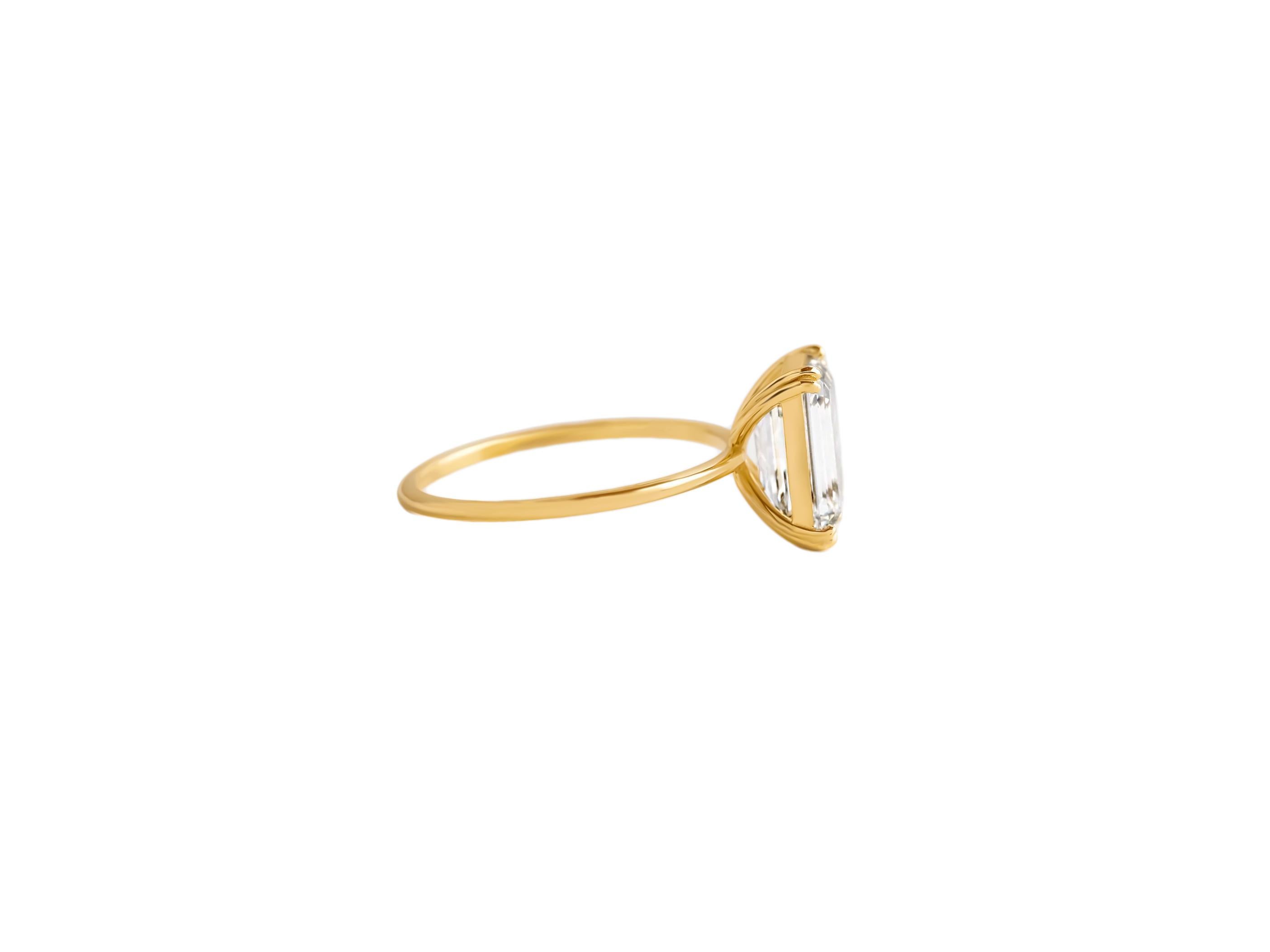Women's or Men's 1 ct  Emerald cut moissanite 14k gold ring