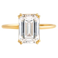 1 ct Smaragdschliff Moissanit 14k Gold Ring.
