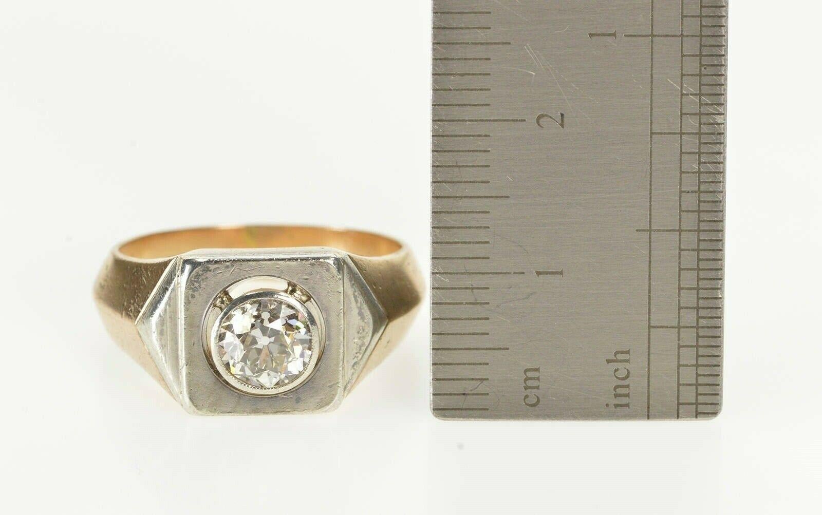 Women's 1 Carat European Cut Edwardian Diamond Gold Engagement Ring For Sale