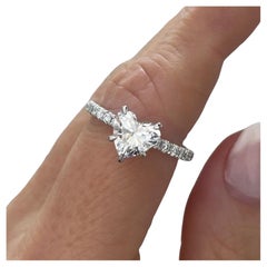Anello di fidanzamento con moissanite taglio cuore 1 CT per donna A. Silver 925.