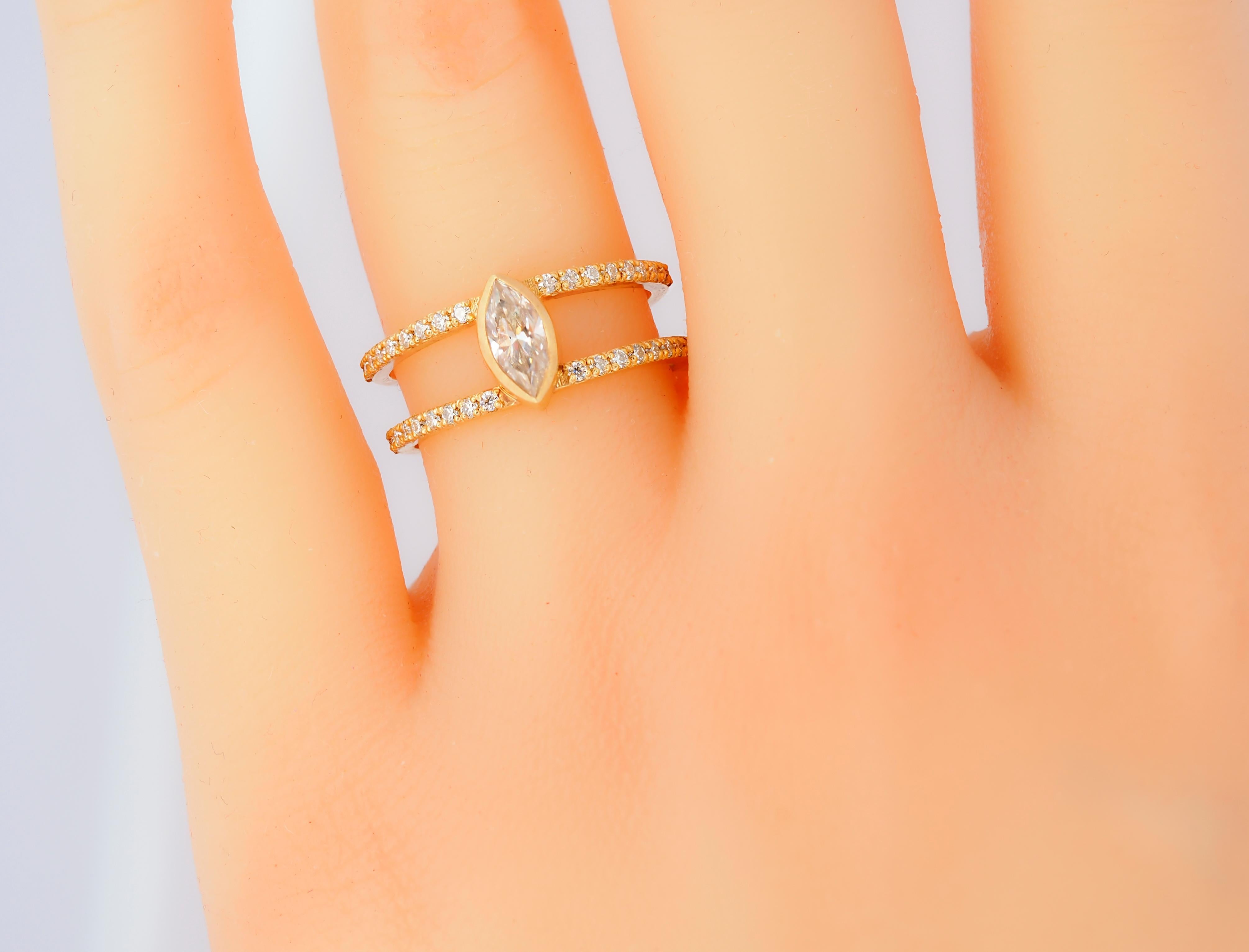 For Sale:  1 ct Marquise moissanite engagement ring in 14k gold.  10