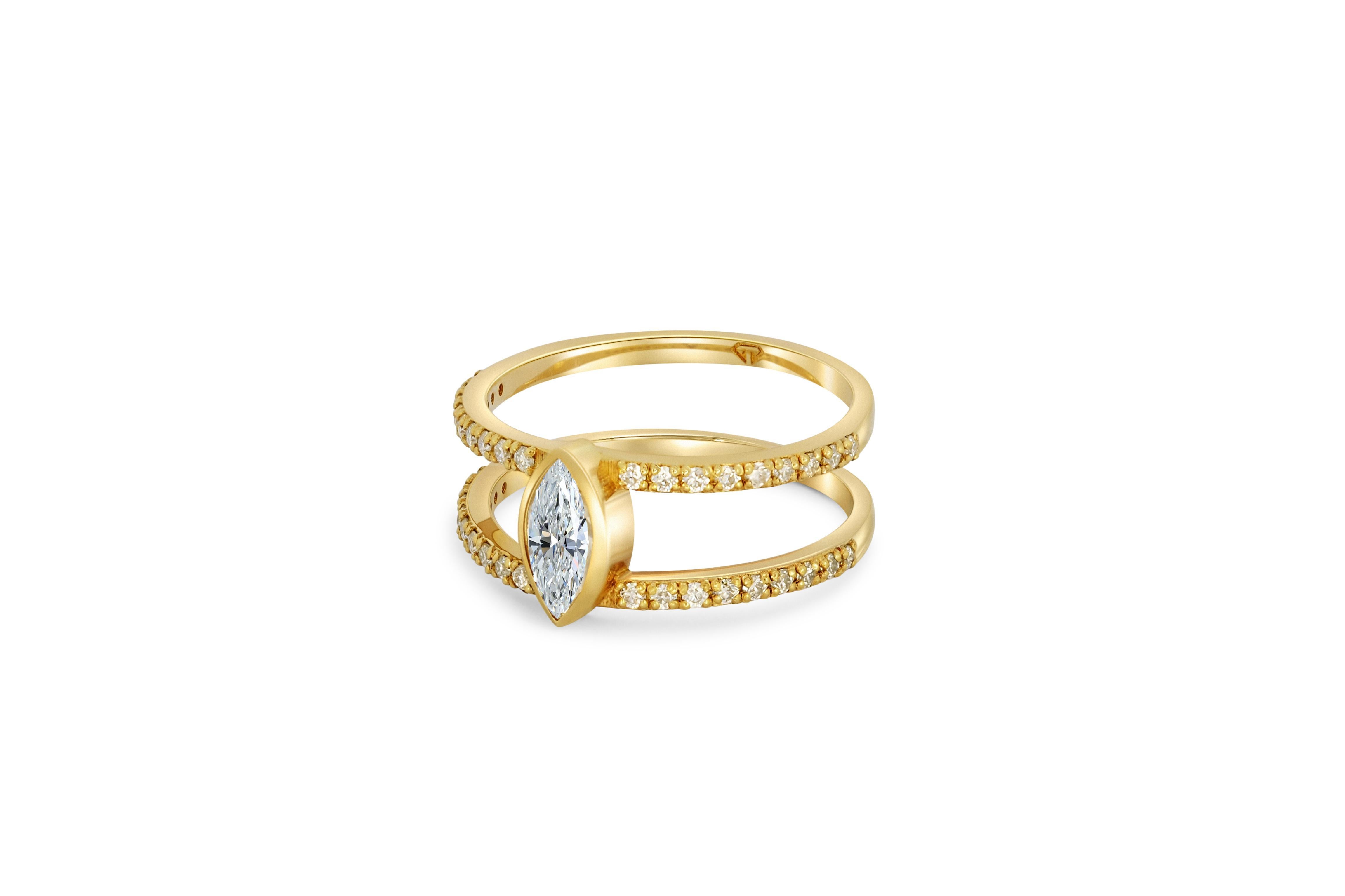 For Sale:  1 ct Marquise moissanite engagement ring in 14k gold 4