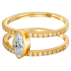 Used 1 ct Marquise moissanite engagement ring in 14k gold