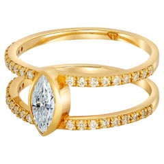 1 ct Marquise moissanite engagement ring in 14k gold