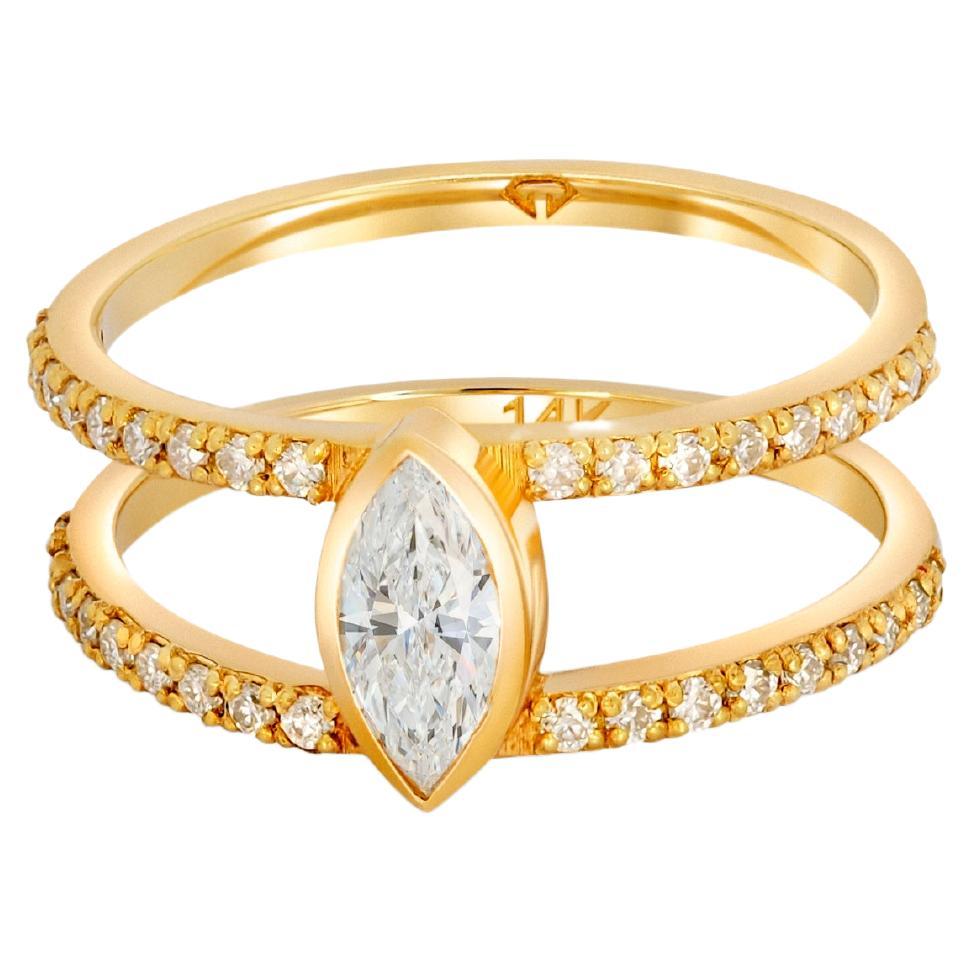 For Sale:  1 ct Marquise moissanite engagement ring in 14k gold.