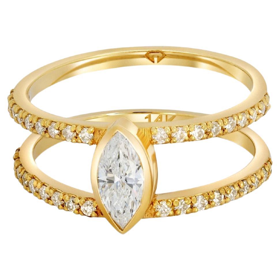 1 ct Marquise moissanite engagement ring in 14k gold