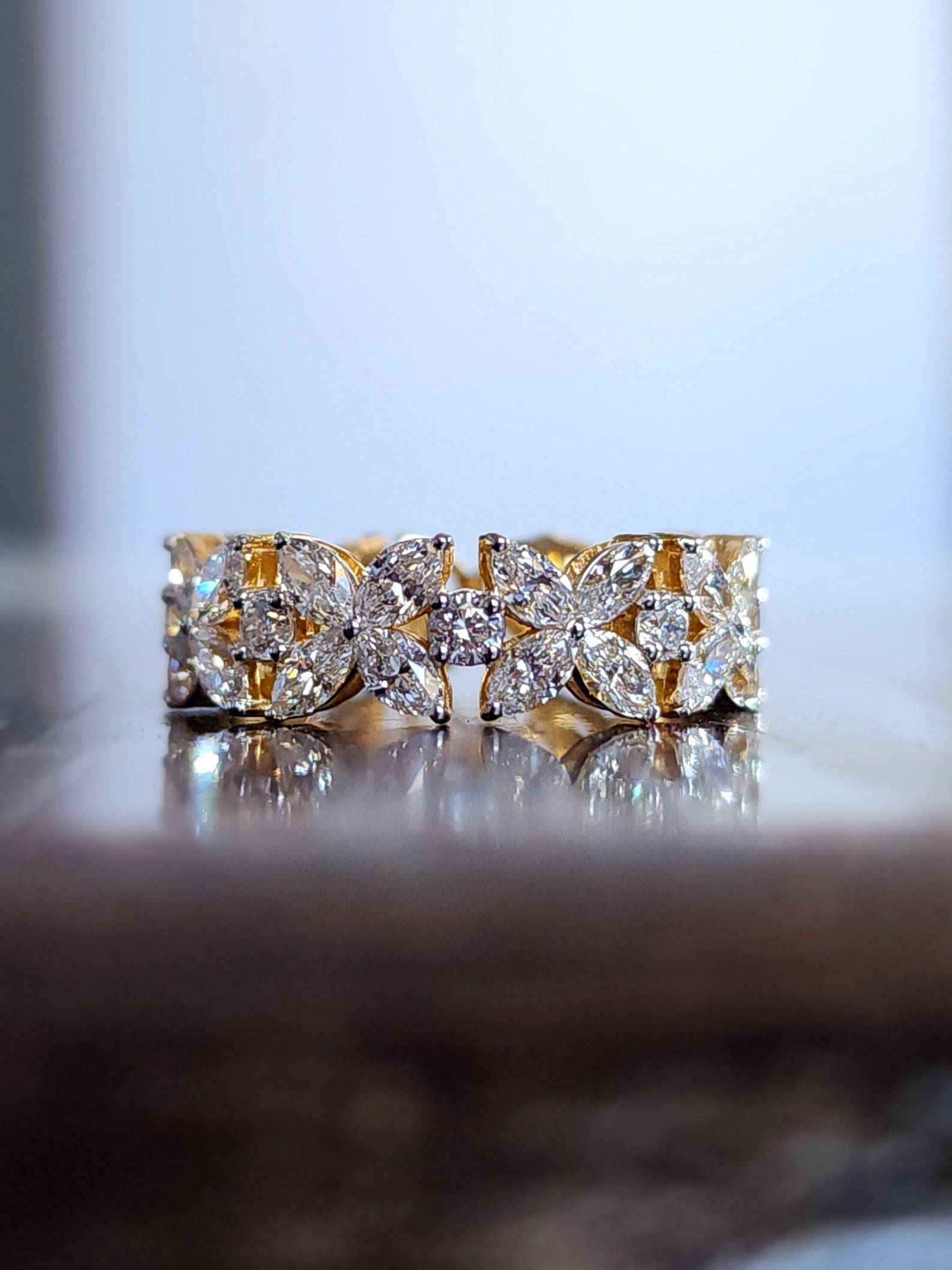 1 CT Marquise & Round Moissanite Wedding Band for Women 925 Sterling Silver Ring in vendita 4