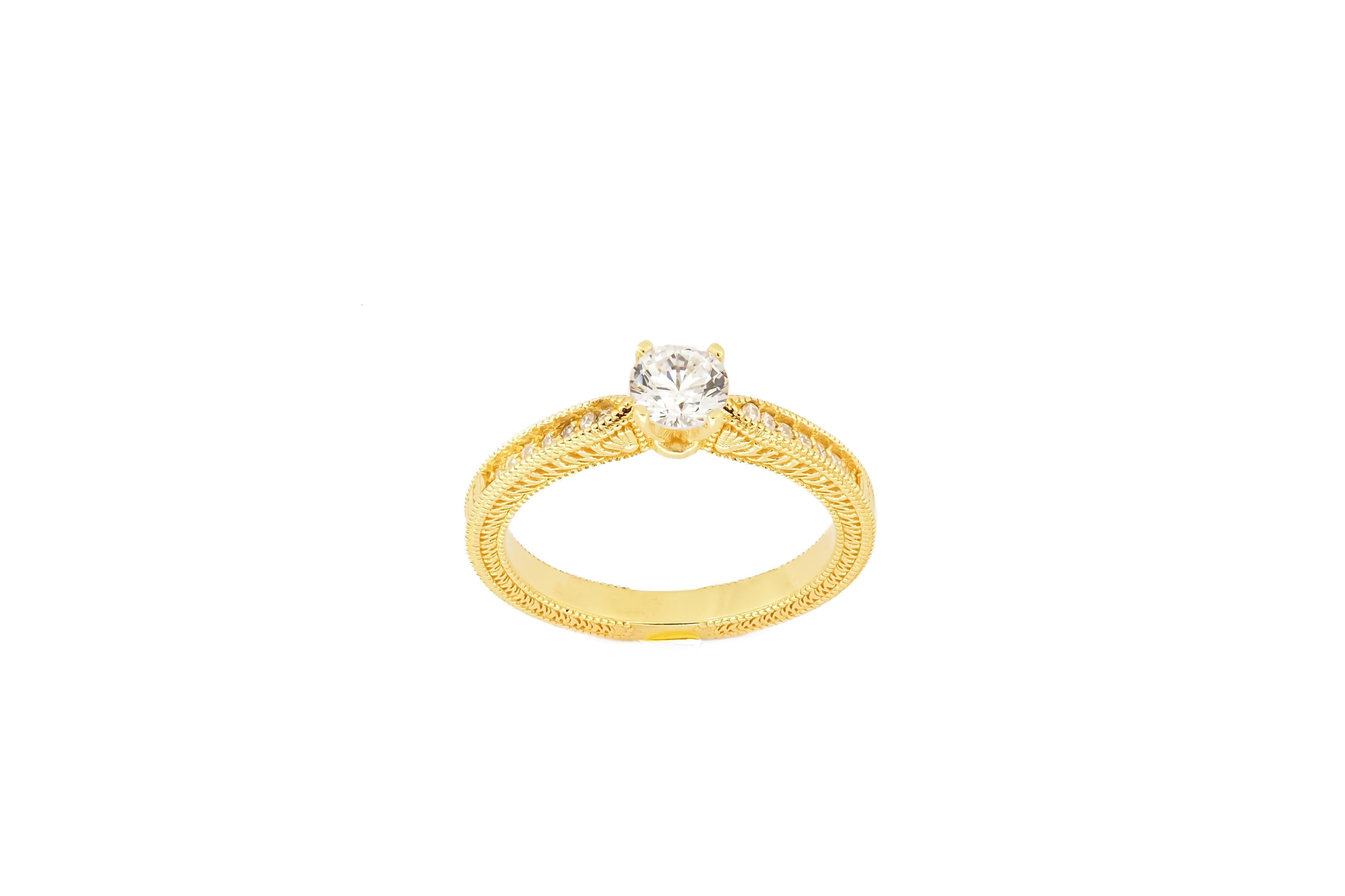 En venta: Anillo de compromiso de oro de 14k con moissanita de 1 ct  2