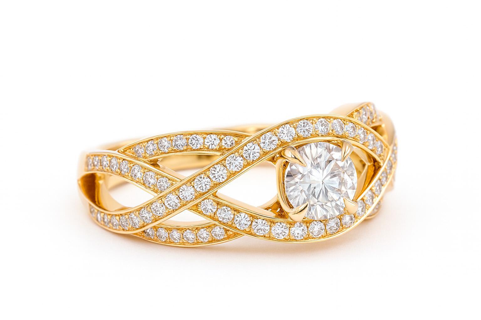 Im Angebot: 1 ct Moissanit 14k Gold Verlobungsring. () 3