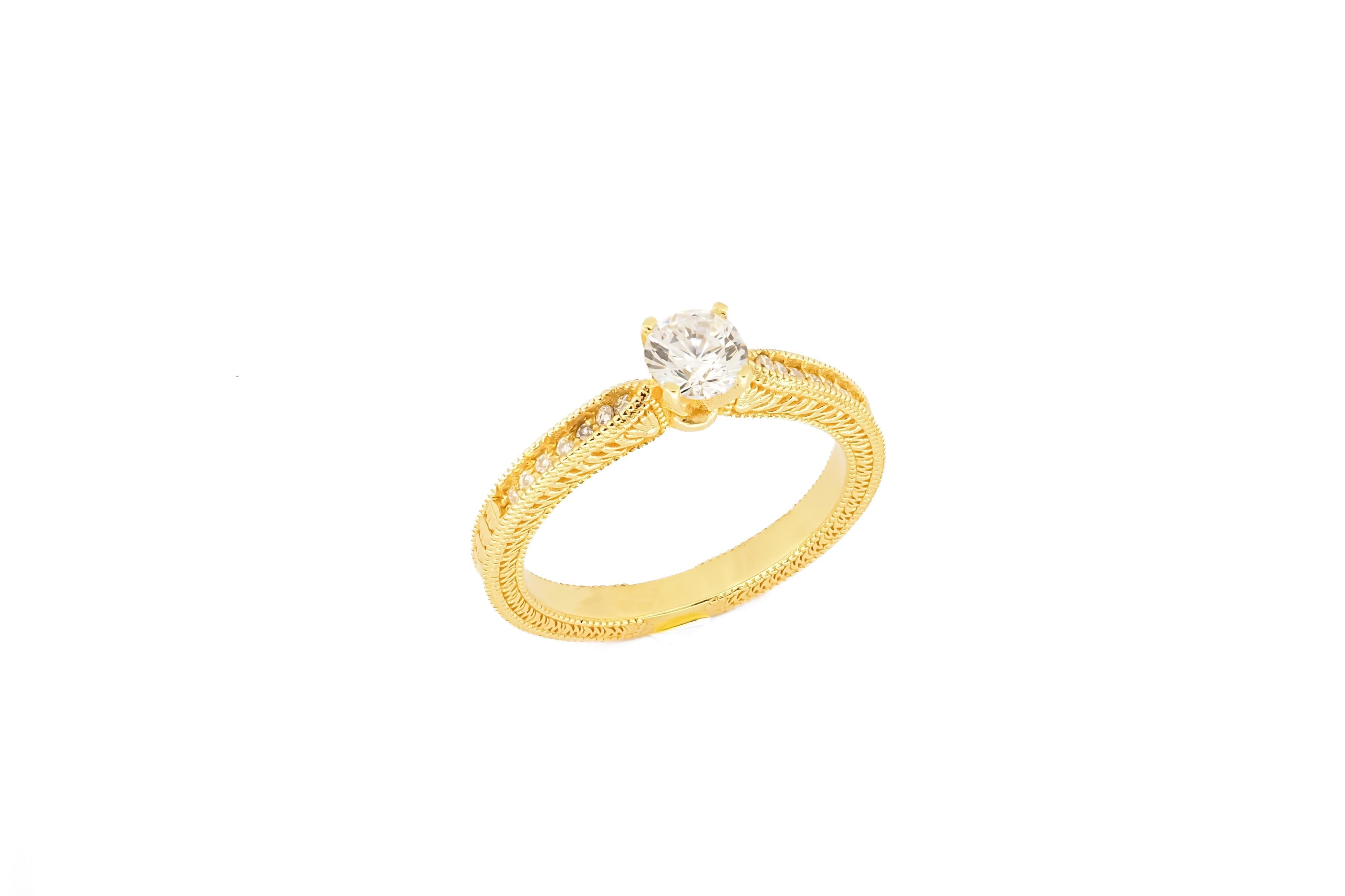 En venta: Anillo de compromiso de oro de 14k con moissanita de 1 ct  4