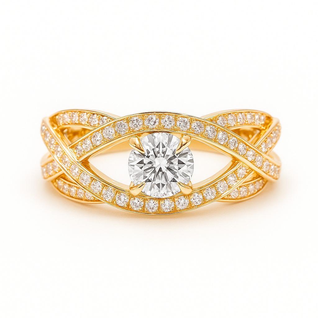 Im Angebot: 1 ct Moissanit 14k Gold Verlobungsring. () 4