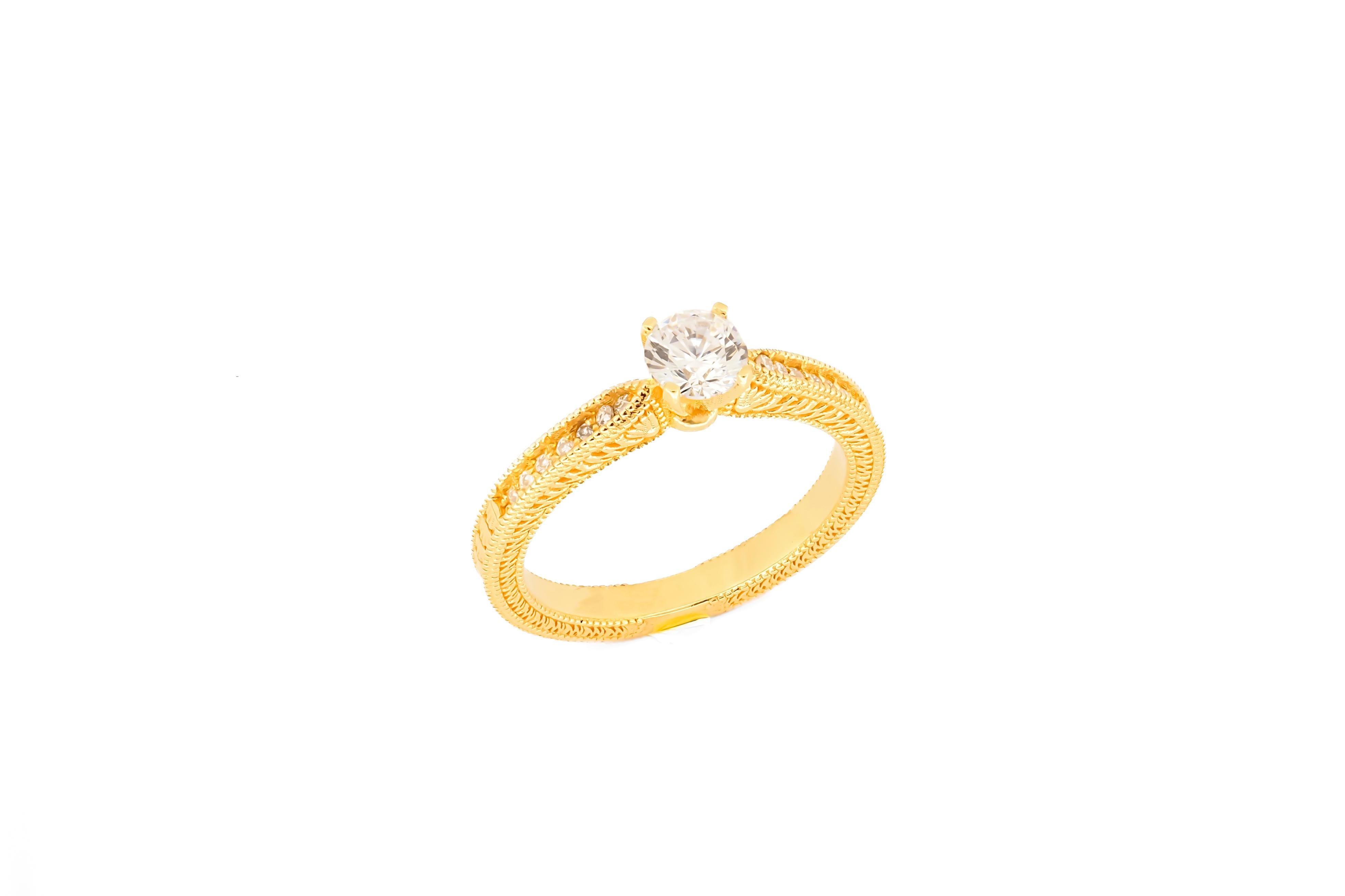 For Sale:  1 ct moissanite 14k gold engagement ring 5