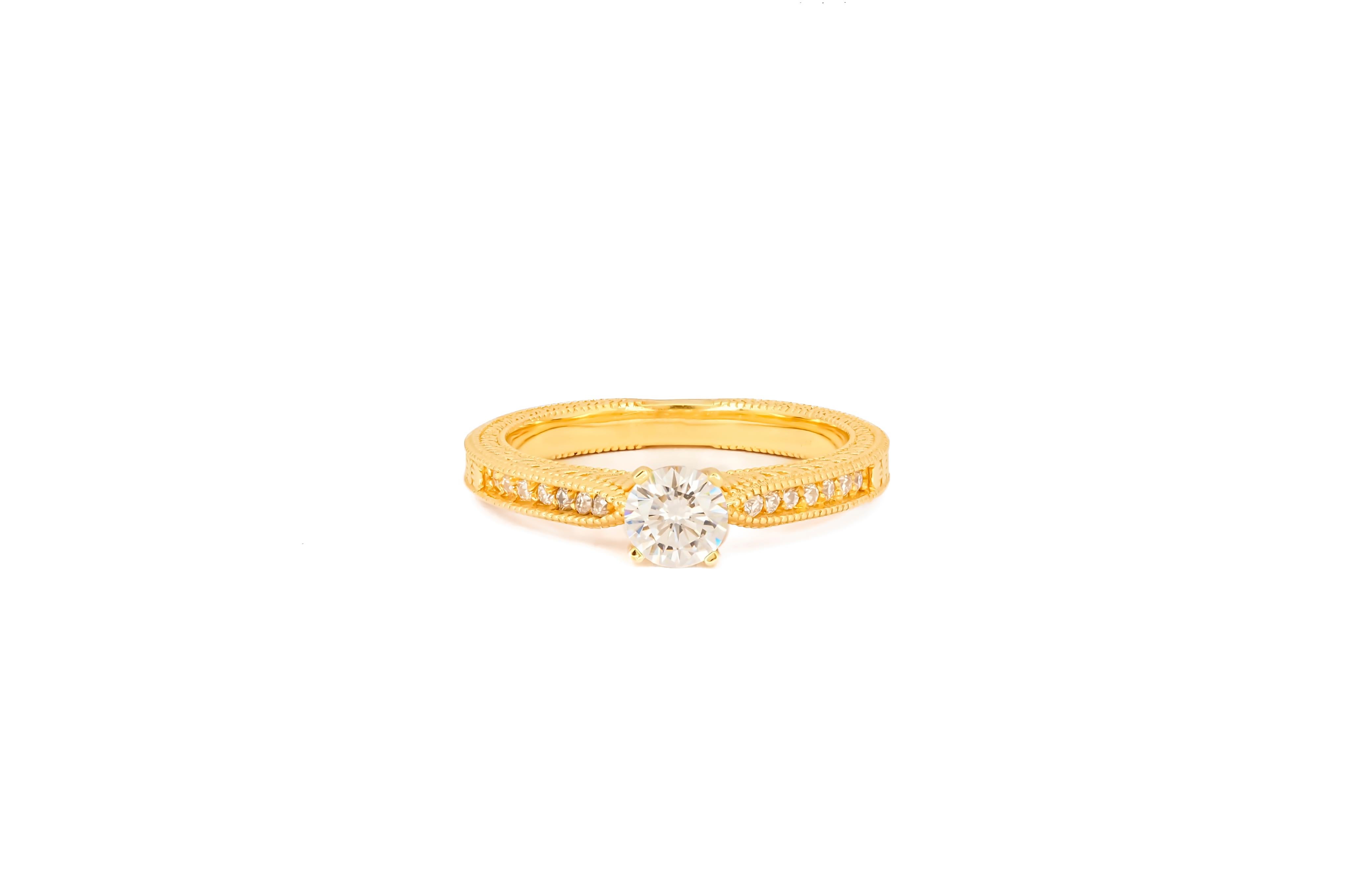 1 ct moissanite 14k gold engagement ring. In New Condition For Sale In Istanbul, TR