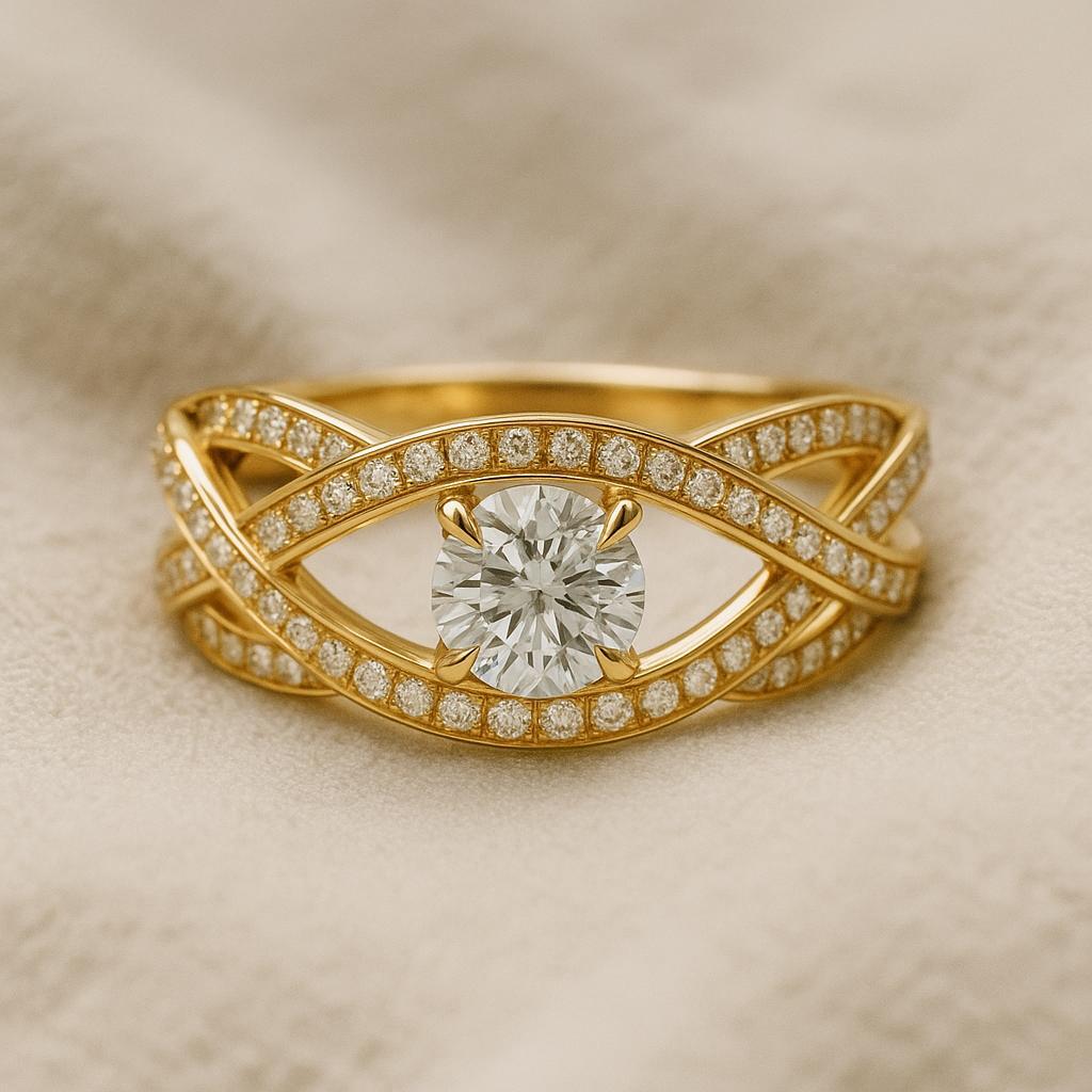 Im Angebot: 1 ct Moissanit 14k Gold Verlobungsring. () 5