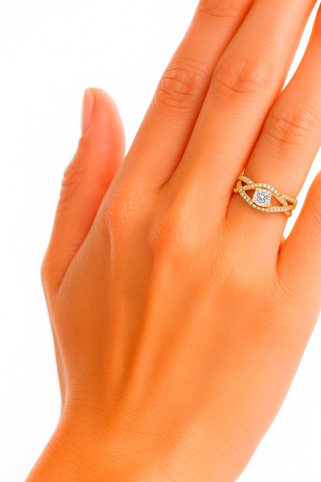 Im Angebot: 1 ct Moissanit 14k Gold Verlobungsring. () 6