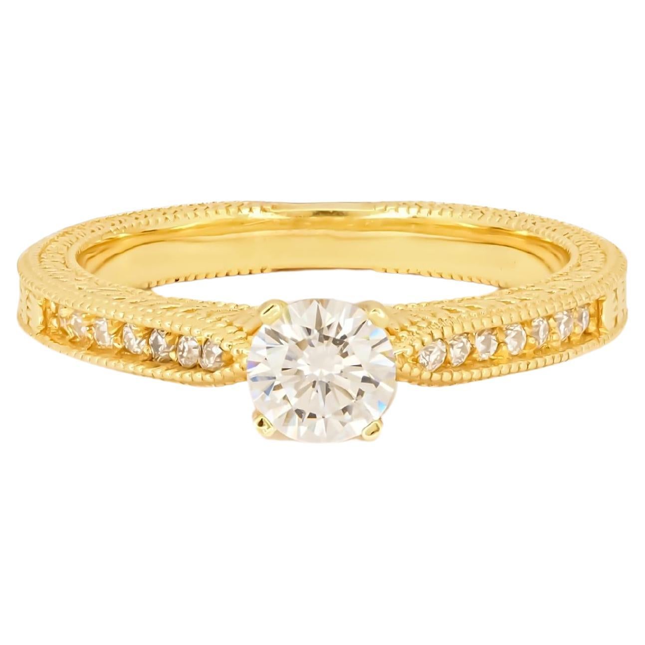 Anillo de compromiso de oro de 14k con moissanita de 1 ct
