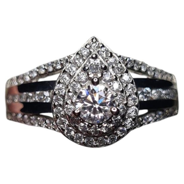 1 Ct Moissanite Cluster Women Engagement Ring 925 Sterling Silver Ring.