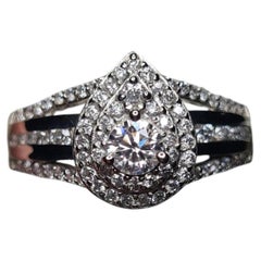 1 Ct Moissanite Cluster Women Engagement Ring 925 Sterling Silver Ring.