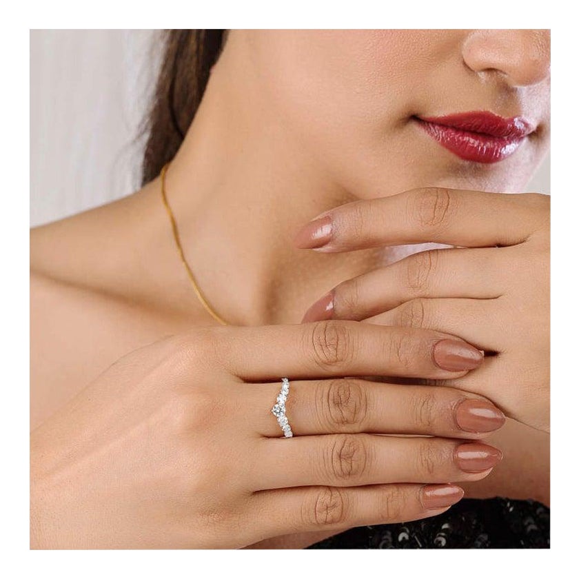 1 CT Moissanite Ring 925 Sterling Silver Contoured Moissanite Band Wedding Gift