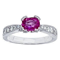 Anello con zaffiro rosa naturale da 1 carato e diamante da 1,25 carati in platino