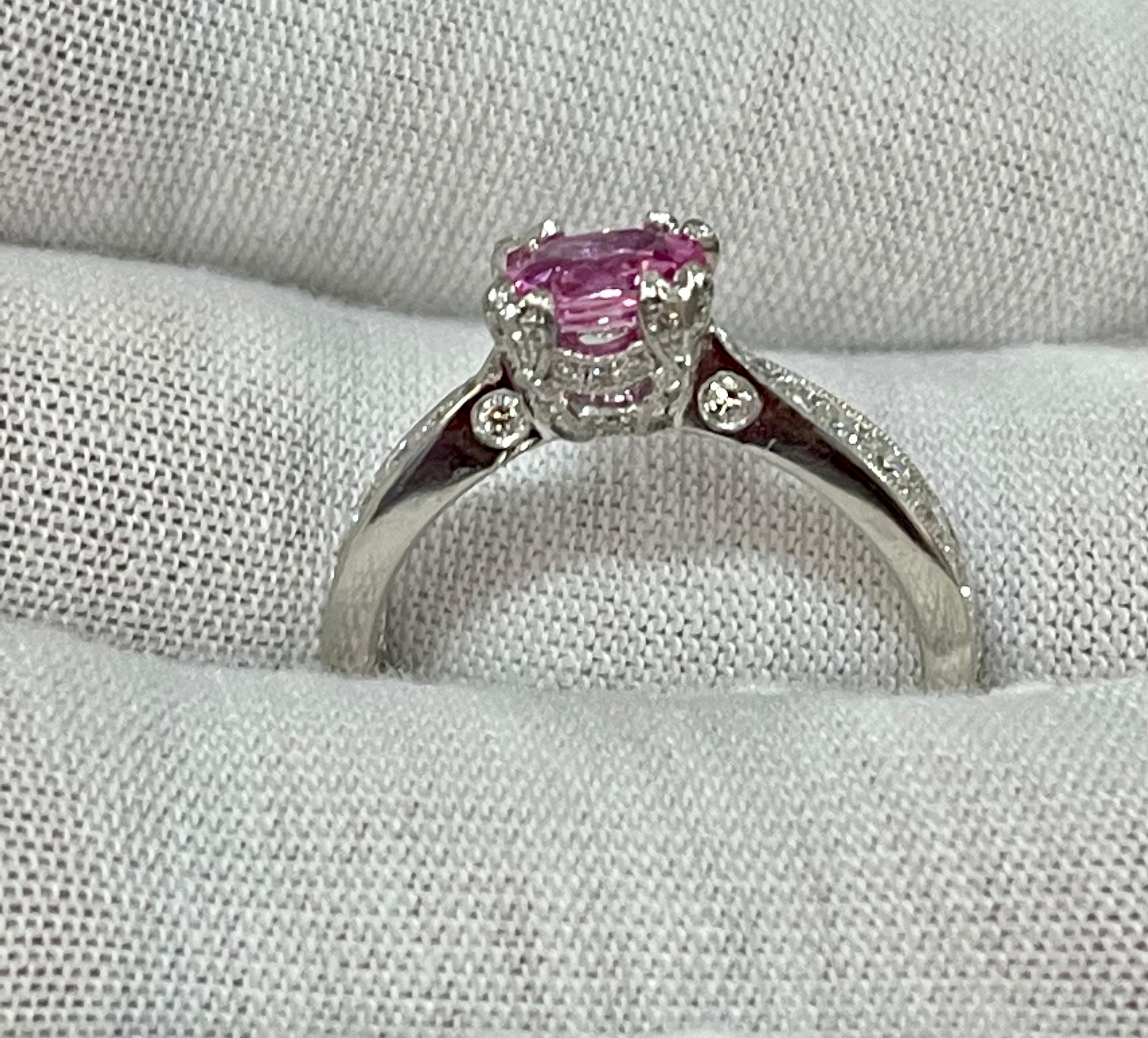 1 Ct Natural Pink Sapphire & 1.25 Ct Diamond Ring in Platinum For Sale 13