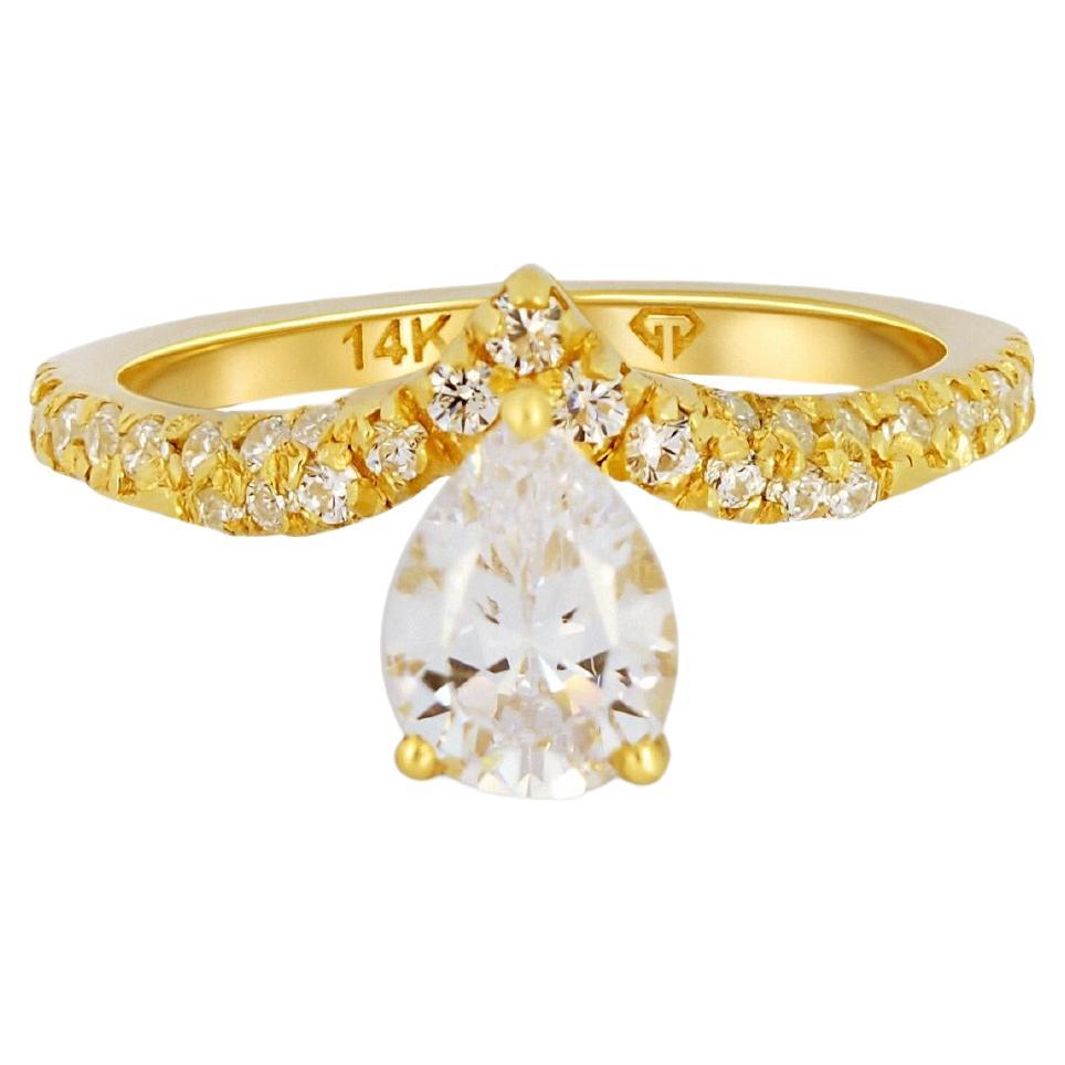 1 ct Poire moissanite bague or 14k