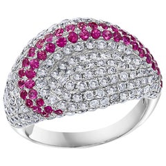 1 Carat Pink Sapphire and 4 Carat Diamond 18 Karat White Gold Ring, Estate