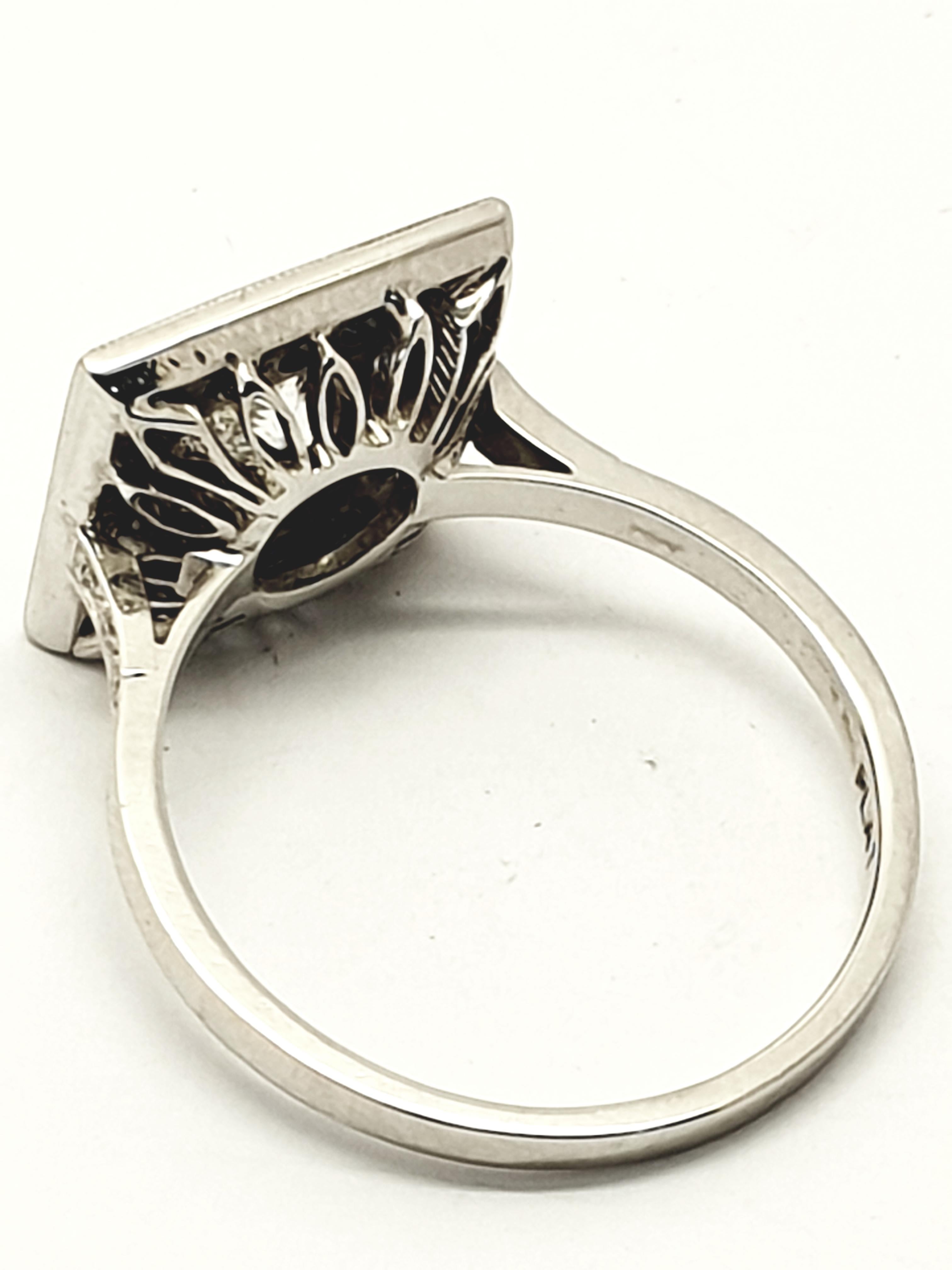 Contemporary 1 Carat Princess Cut Diamond Sapphire Bespoke Platinum Ring For Sale