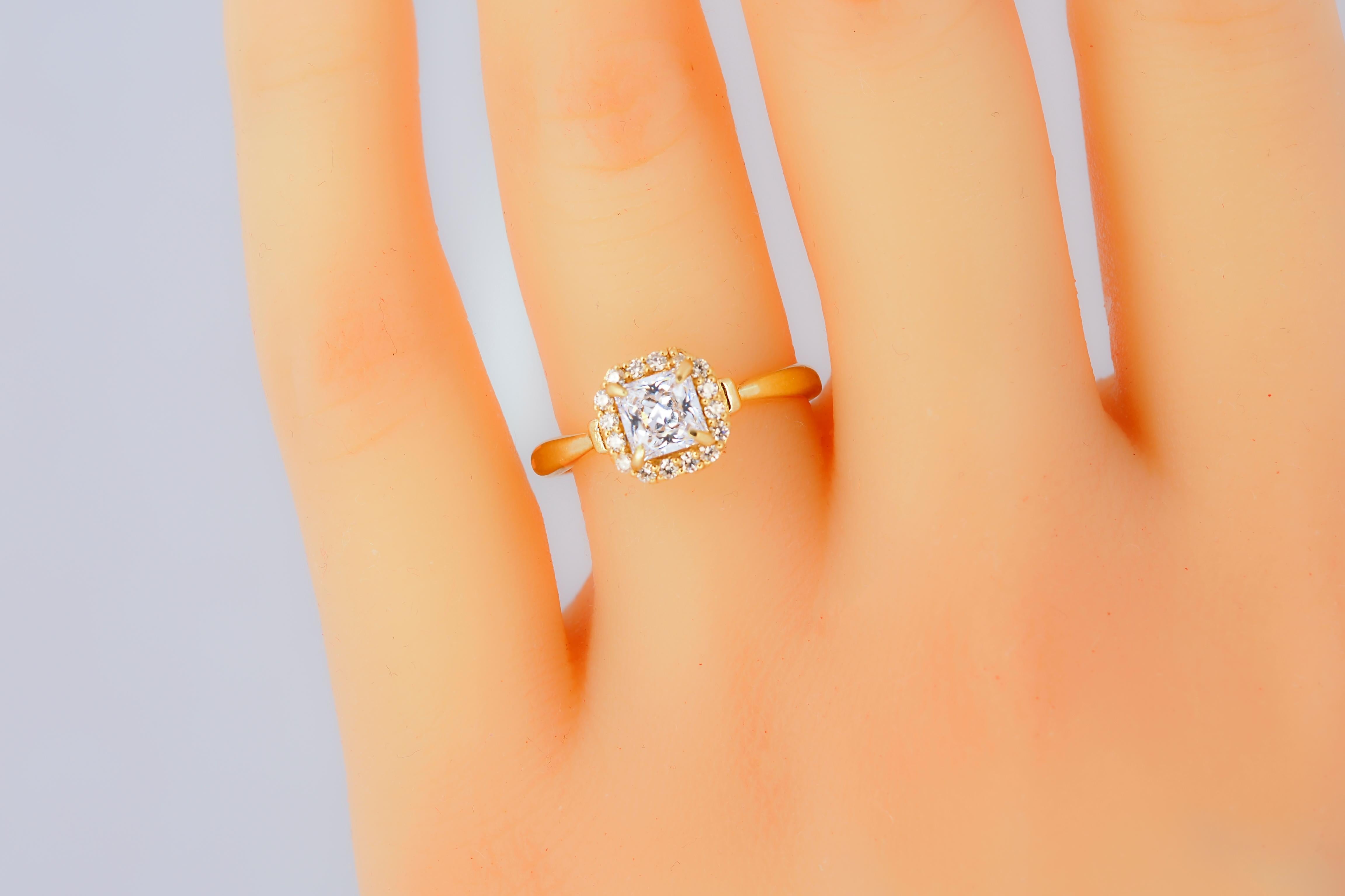 1 ct Princess cut moissanite 14k gold ring. Diamond like moissanite ring.  Princess cut moissanite engagement ring. Solitaire moissanite ring. 

Metal: 14k gold
Weight: 2 gr depends from size
Moissanite: weight 1 ct, D/ VS, princess cut
side