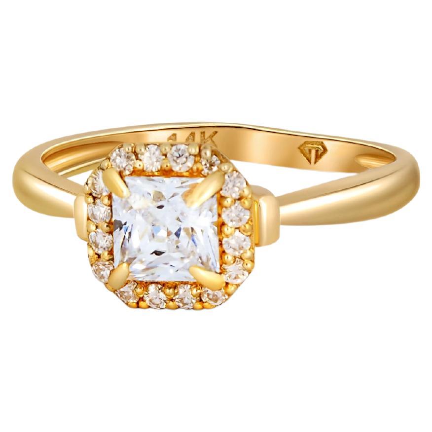 For Sale:  1 ct Princess cut moissanite 14k gold ring.