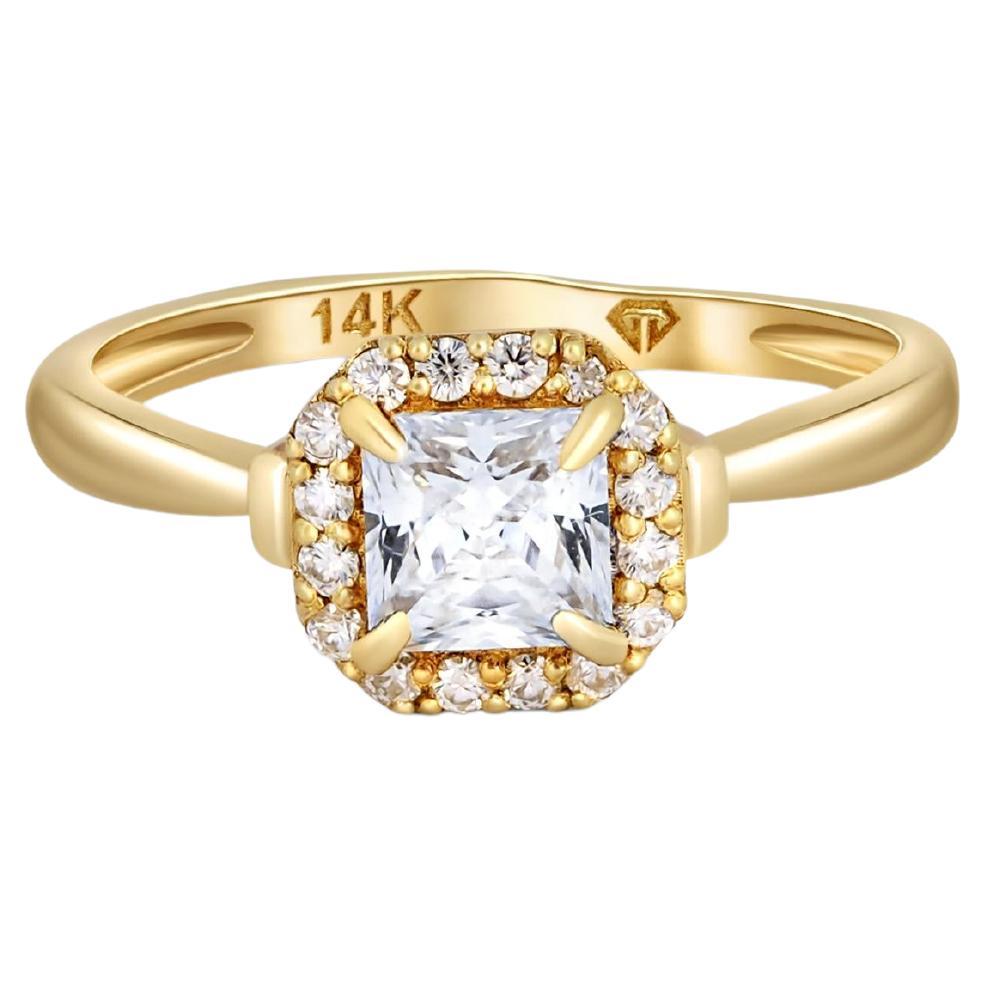 1 ct Princess cut moissanite 14k gold ring