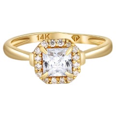 Anello in oro 14k con moissanite taglio principessa da 1 carato