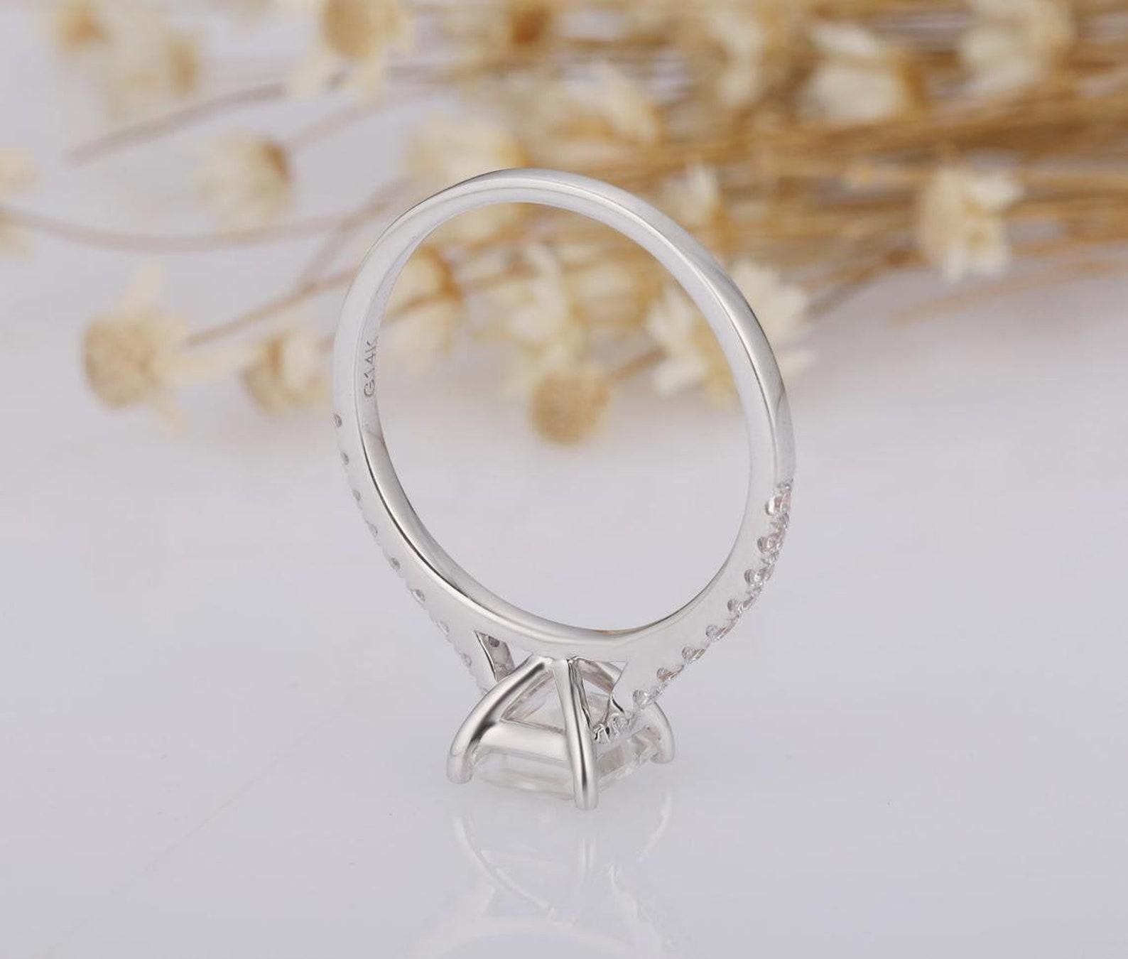 da uomo o donna Anello di moissanite con taglio a principessa da 1 CT  Anello solitario in argento 925 per donna. in vendita