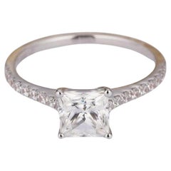 Anello di moissanite con taglio a principessa da 1 CT Anello solitario in argento 925 per donna.