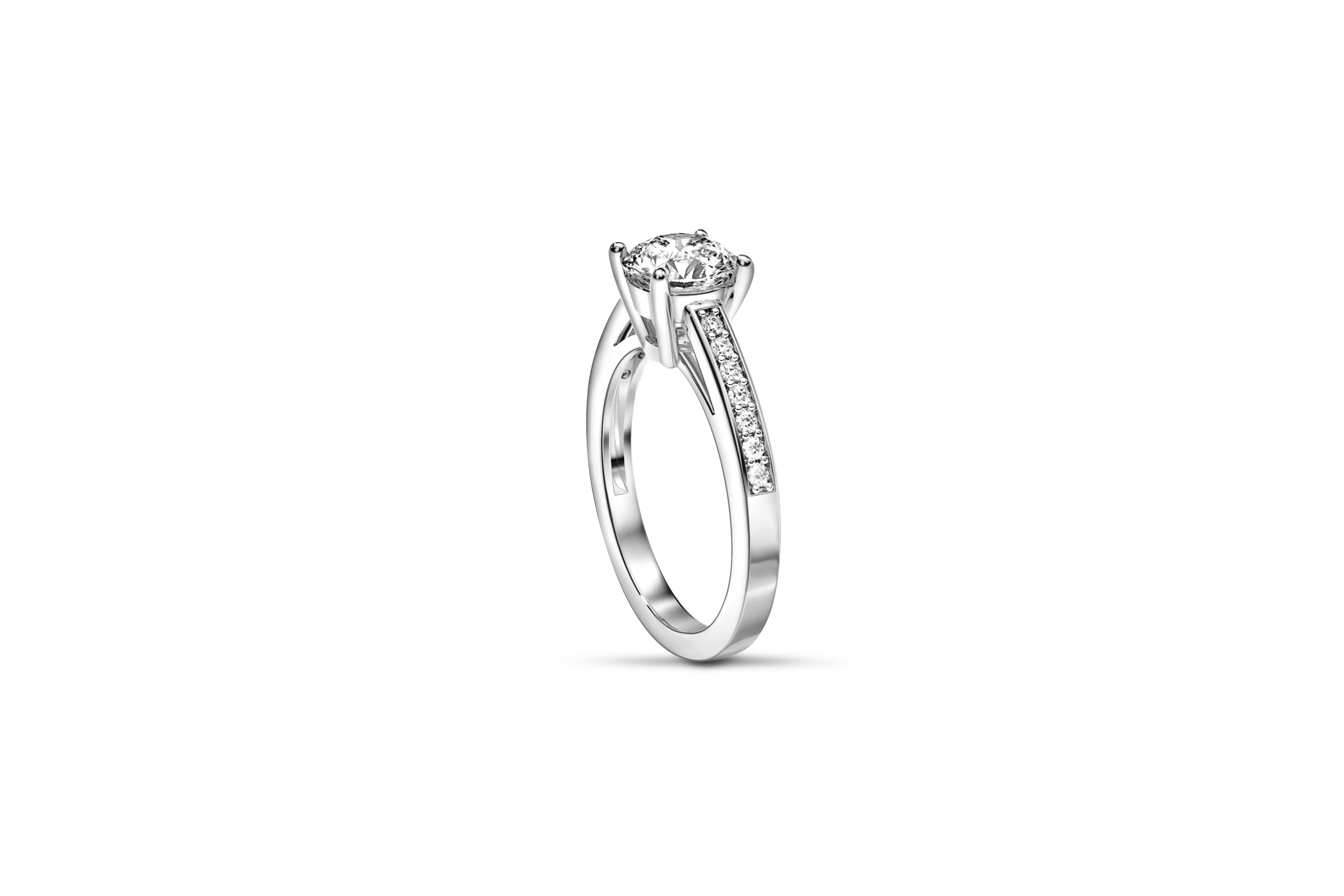 1 ct Round diamond moissanite 14k gold ring 2