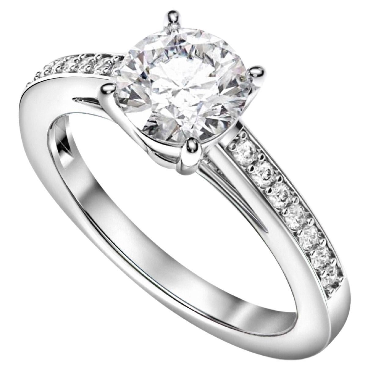1 ct Round diamond moissanite 14k gold ring