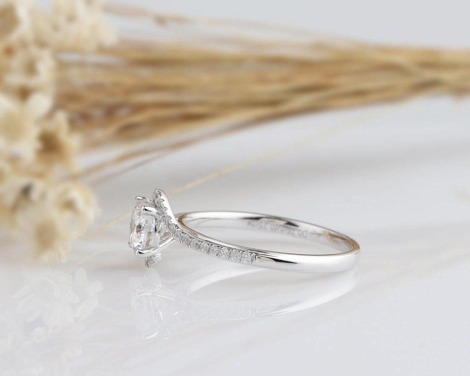 1 CT Round Moissanite Engagement Ring 925 Sterling Silver Promise Ring For Women For Sale 1