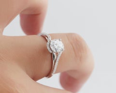 1 CT Round Moissanite Engagement Ring 925 Sterling Silver Promise Ring For Women